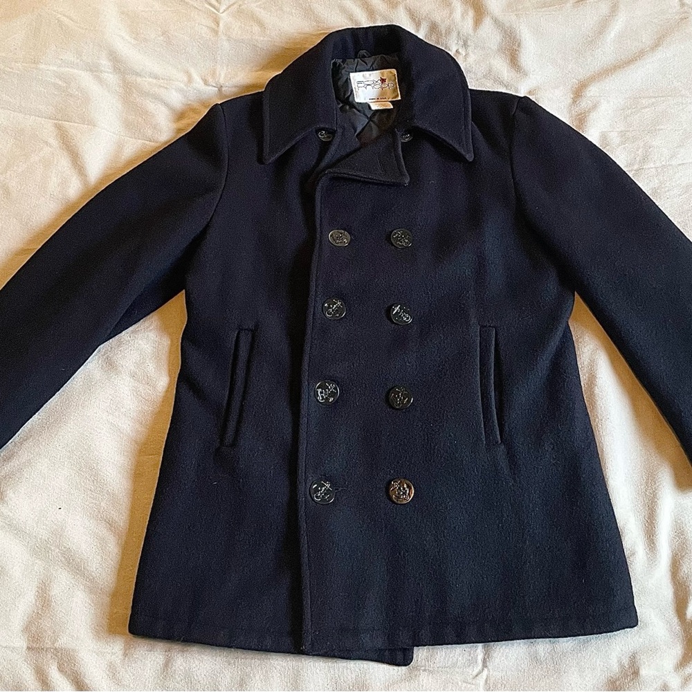 1940’s Vintage WWII Men’s Peacoat Black 100% Wool Classic Historic Made in USA